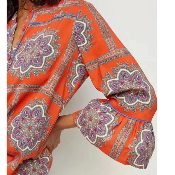 Anthropologie PORRIDGE Verity Paisley Floral Print Bell Sleeve Blouse Size Small - Picture 10 of 10